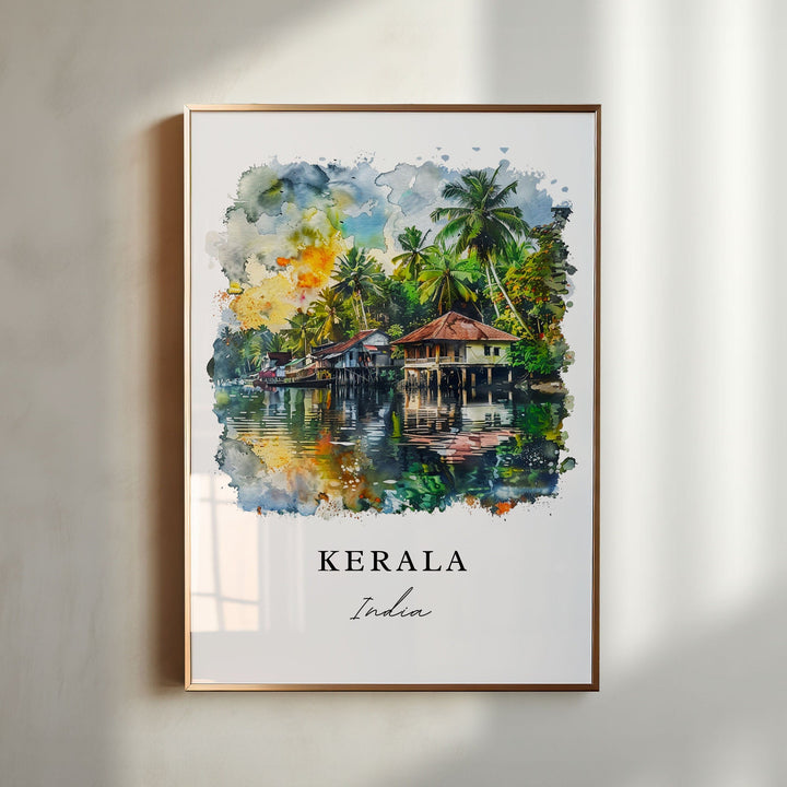 Kerala Wall Art, Kerala India Print, Kerala Watercolor, India Gift, Travel Poster, Housewarming Gift