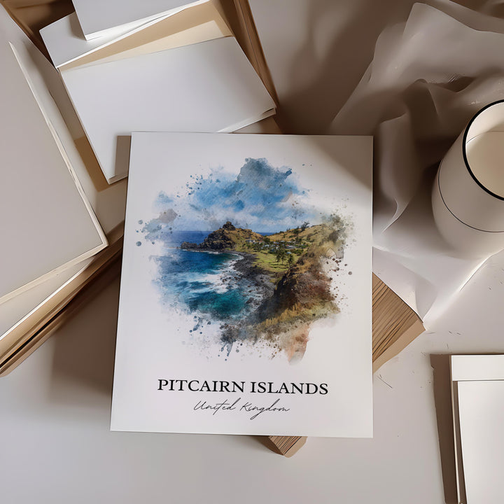 Pitcairn Islands Art, Pitcairn Print, Pitcairn Islands Artwork, Pitcairn Islands Gift, UK Travel Prints, Travel Poster, Housewarming Gift
