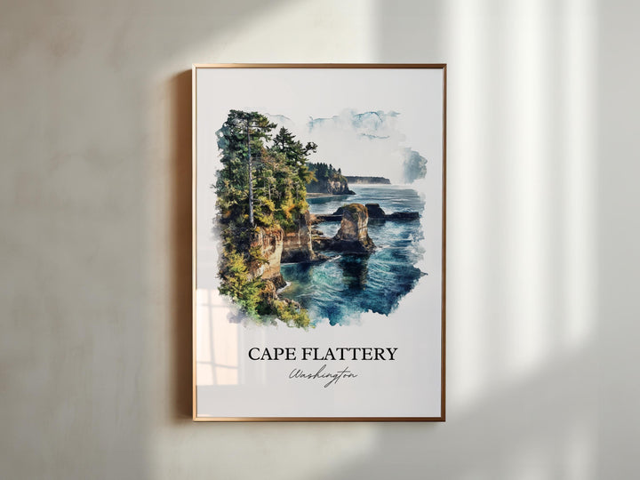 Cape Flattery Art, Clallam County Print, Washington State Watercolor, Cape Flattery WA Gift, Travel Print, Travel Poster, Housewarming Gift