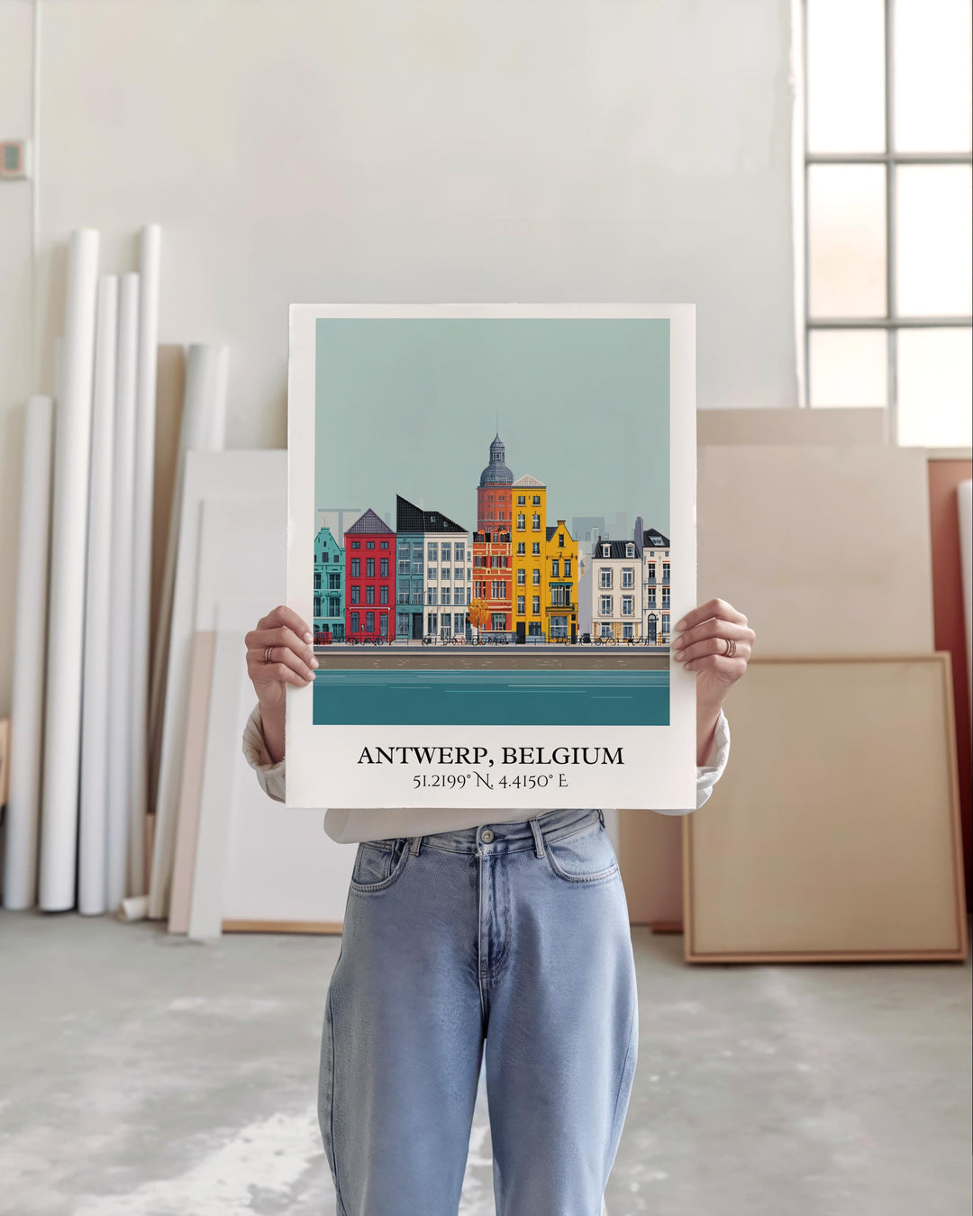 Antwerp Art, Antwerp Retro Travel Art, Antwerp Home Decor, Antwerp Gift, Belgium Travel Art, Travel Prints, Housewarming Gift
