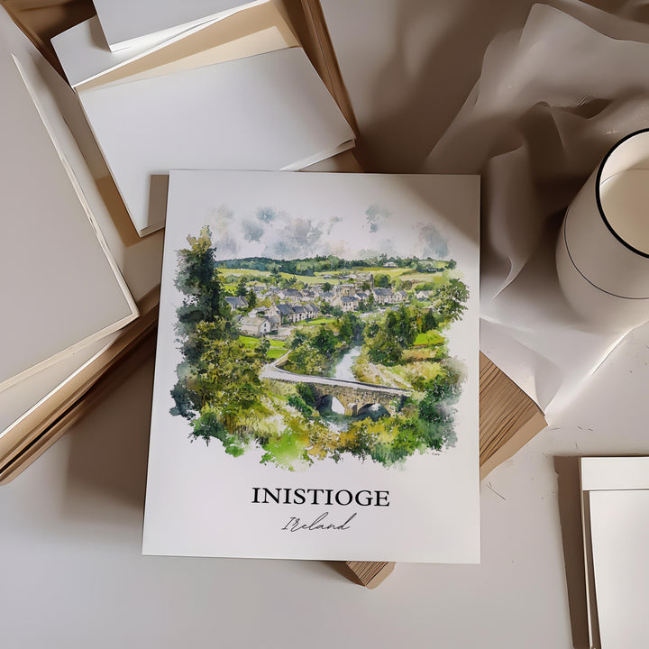 Inistioge Wall Art, Kilkenny Print, Ireland Watercolor Artr, Inistioge Ireland Gift, Travel Print, Travel Poster, Housewarming Gift