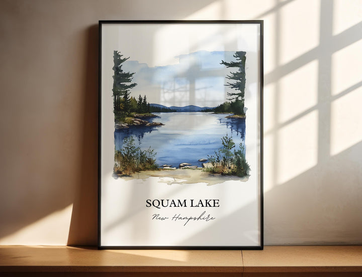 Squam Lake NH Wall Art, Grafton County Print, New Hampshire Watercolor Art, Squam Lake Gift, Travel Print, Travel Poster, Housewarming Gift