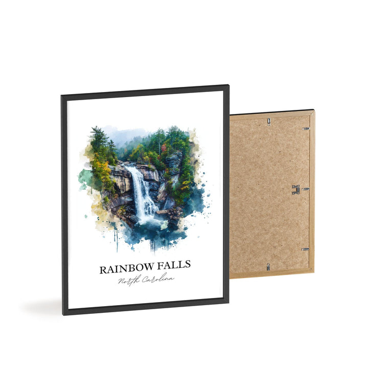 Rainbow Falls Wall Art, North Carolina Print, Rainbow Falls NC Artwork, Brevard Gift, Travel Print, Travel Poster, Housewarming Gift