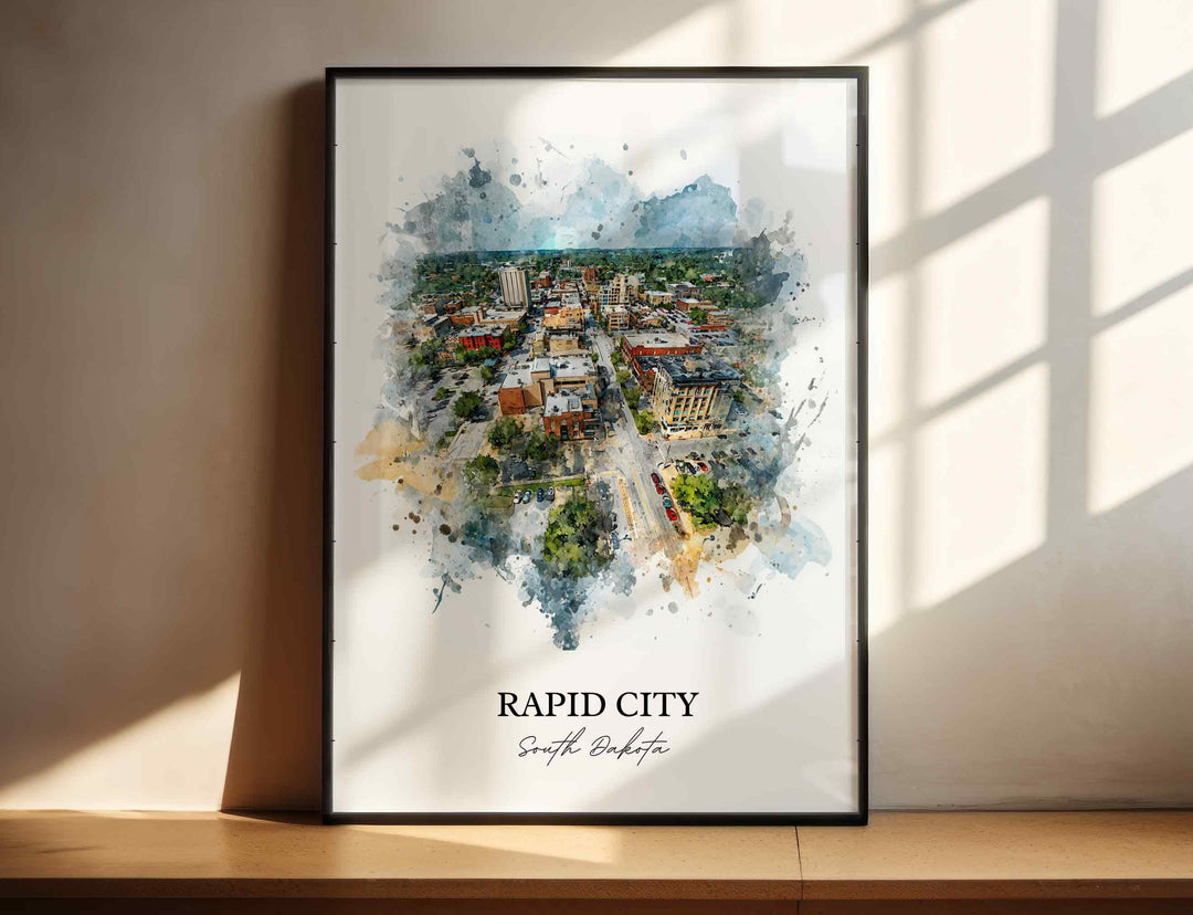Rapid City, South Dakota – Watercolor Art Print