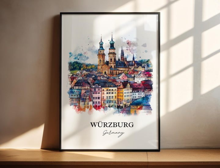 Würzburg  Wall Art, Bavaria Region Print, Germany Watercolor Art, Würzburg Gift, Travel Print, Travel Poster, Housewarming Gift