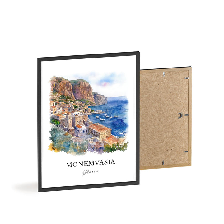 Monemvasia Wall Art, Laconia Print, Greece Watercolor Art, Monemvasia Gift, Travel Print, Travel Poster, Housewarming Gift