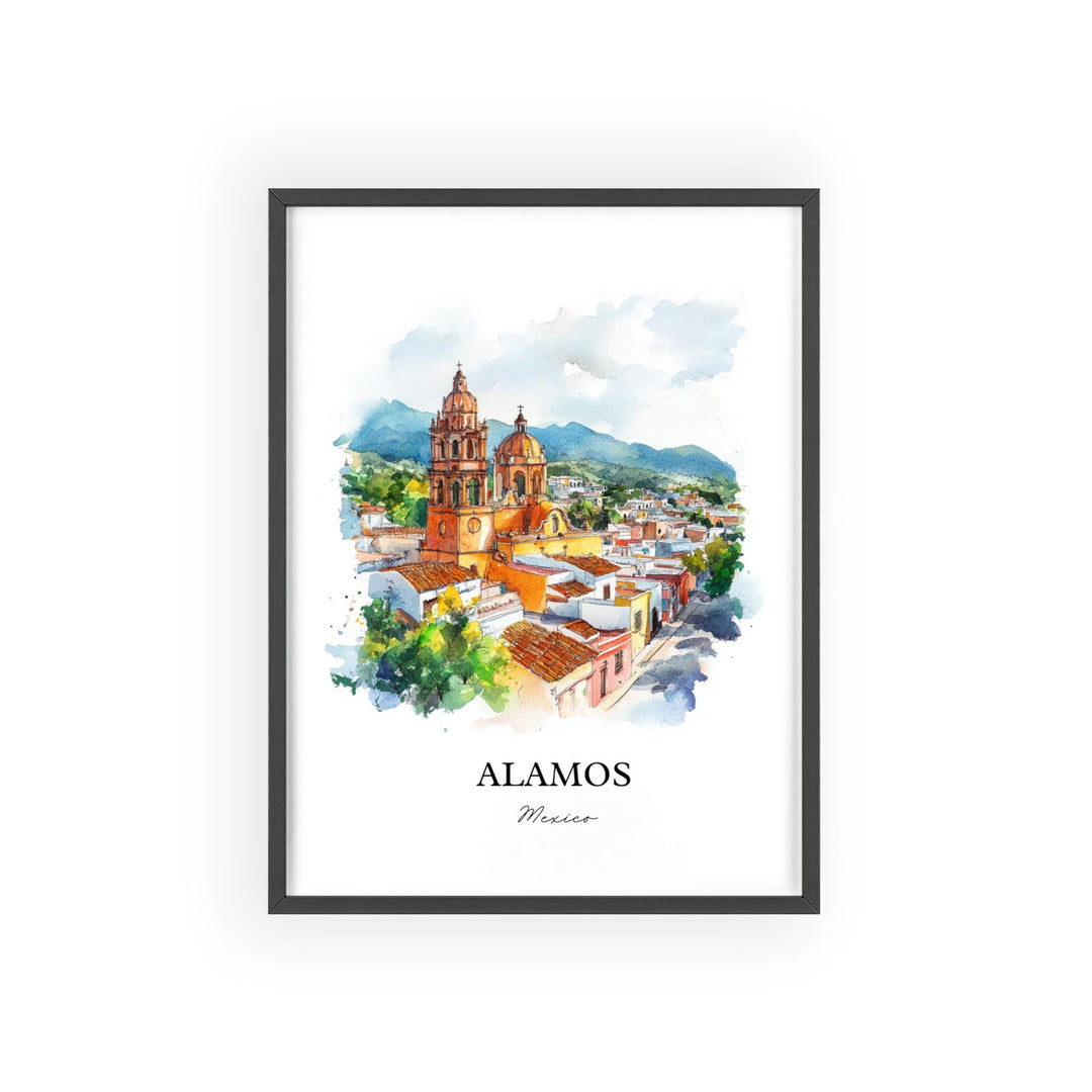 Alamos Mexico Wall Art, Alamos MX Print, Mexico Watercolor Art, Sonora Mexico Gift, Travel Print, Travel Poster, Housewarming Gift