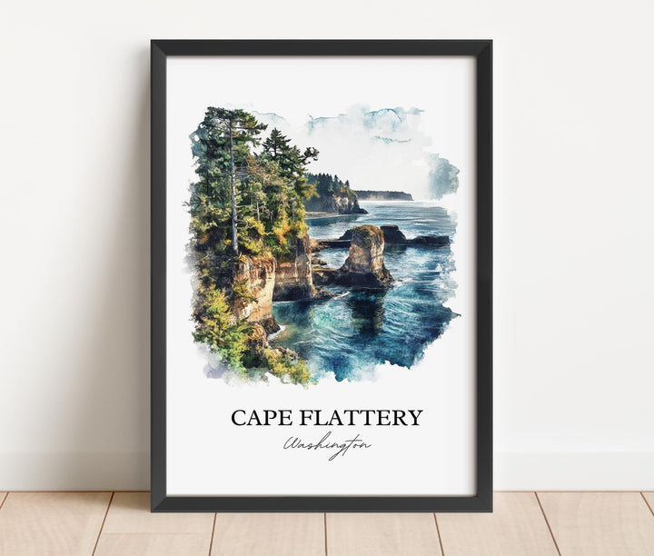 Cape Flattery Art, Clallam County Print, Washington State Watercolor, Cape Flattery WA Gift, Travel Print, Travel Poster, Housewarming Gift