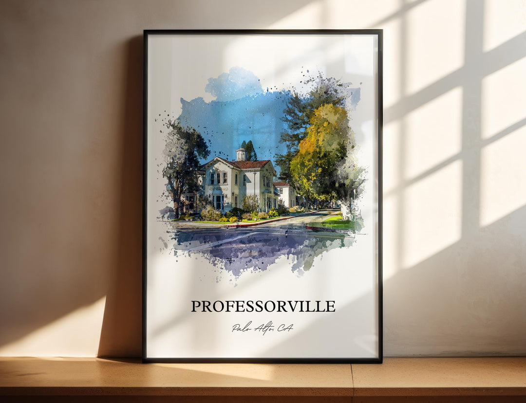 Professorville, California – Watercolor Art Print
