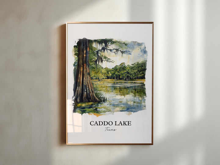 Caddo Lake Wall Art, Harrison County TX Print, Texas Watercolor Art, Caddo Lake Gift, Travel Print, Travel Poster, Housewarming Gift