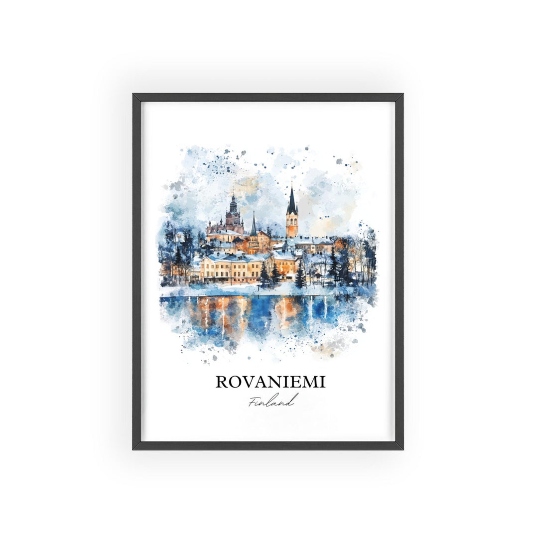 Rovaniemi Wall Art, Finland Print, Finland Watercolor Art, Rovaniemi Finland Gift, Travel Print, Travel Poster, Housewarming Gift