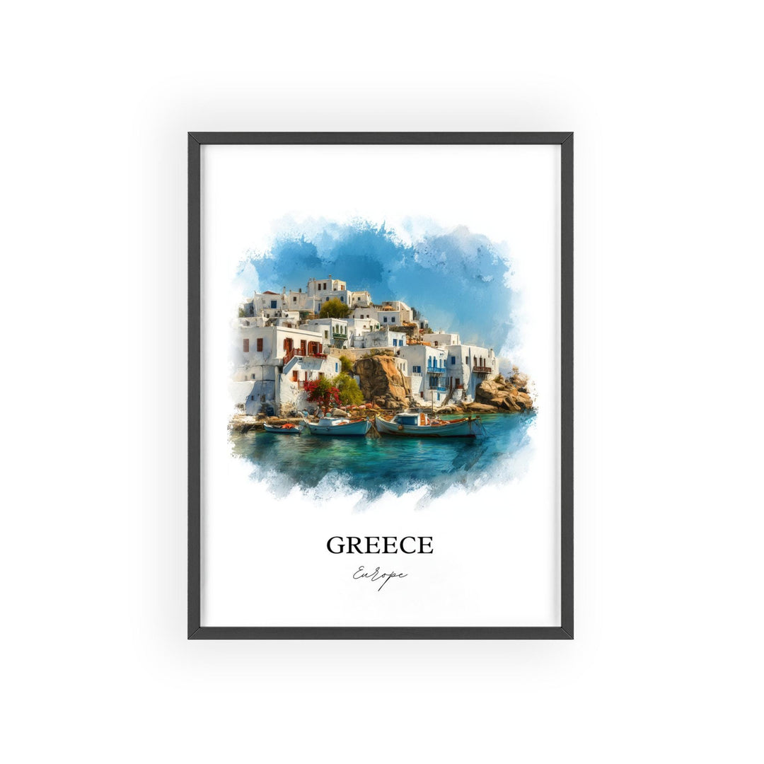 Greece Wall Art, Greek Print, Greece Watercolor Art, Greece Gift, Travel Print, Travel Poster, Housewarming Gift