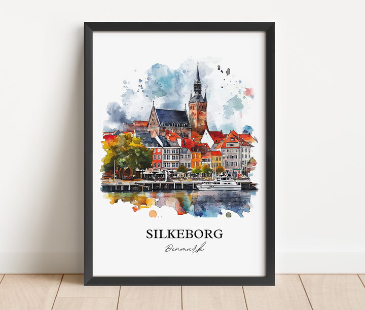Silkeborg, Denmark – Watercolor Art Print of Jutlandic Peninsula