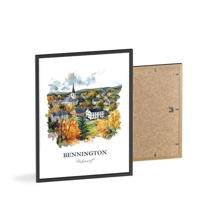 Bennington VT Wall Art, Bennington Vermont Print, Vermont Watercolor Art, Bennington Gift, Travel Print, Travel Poster, Housewarming Gift