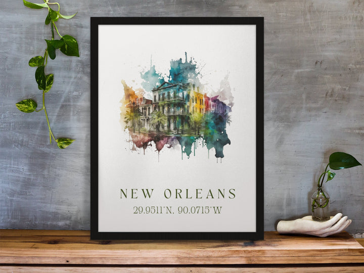 New Orleans wall art - Louisiana, New Orleans poster, New Orleans Wedding gift, Birthday present, Custom Text, Personalised Gift