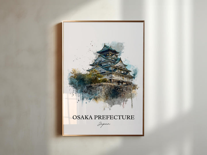 Osaka Wall Art, Osaka Japan Print, Osaka Japan Watercolor Art, Osaka Prefecture Gift, Travel Print, Travel Poster, Housewarming Gift