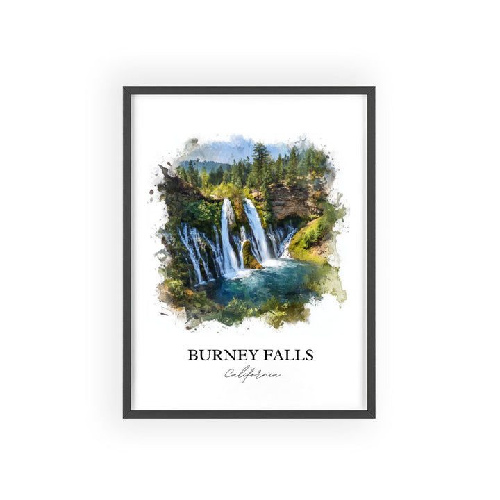 Burney Falls Wall Art, Shasta County Print, California Watercolor Art, Burney Falls Gift, Travel Print, Travel Poster, Housewarming Gift