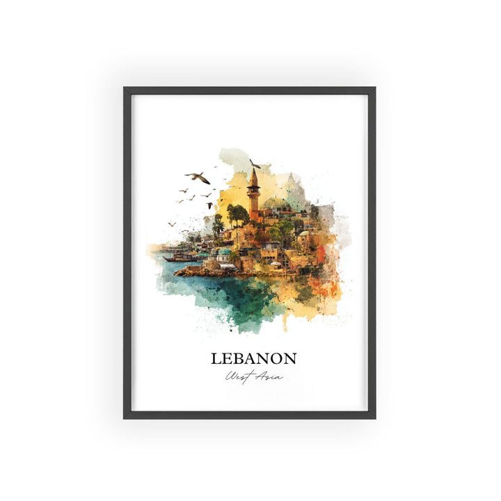 Lebanon Wall Art, Lebanon Print, Lebanon Watercolor Art, Lebanon Country Gift, Travel Print, Travel Poster, Housewarming Gift