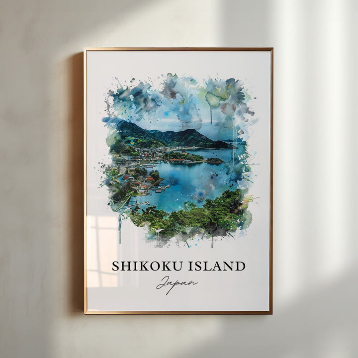 Shikoku Island Wall Art, Japan Prints, Shikoku Island Japan Watercolor, Shikoku Island Gift,