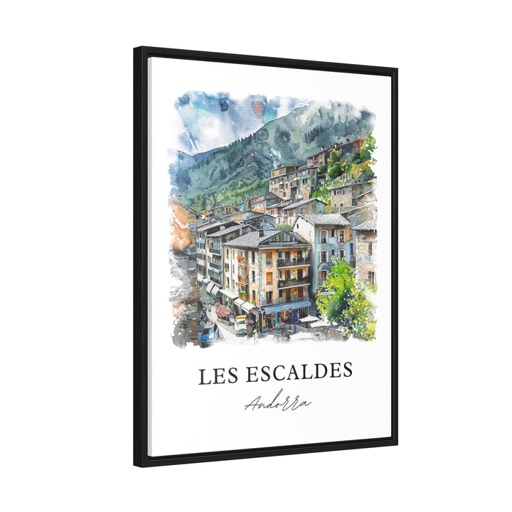 Les Escaldes Wall Art, Andorra Print, Les Escaldes Watercolor, Les Escaldes Andorra Gift,