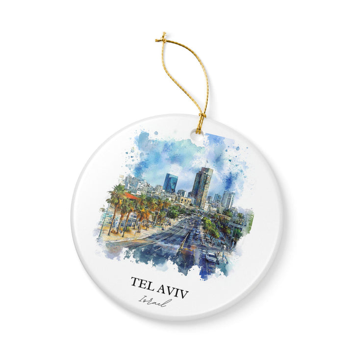 Tel Aviv Israel Ornament: Unique Tel Aviv Souvenir, Tel Aviv Xmas Decor, and Authentic Tel Aviv Israel Gift
