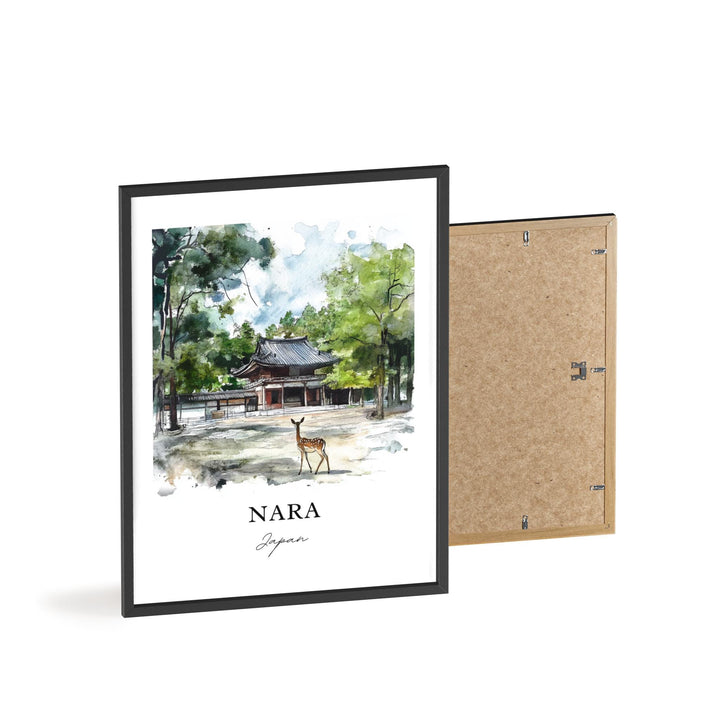 Nara Japan Wall Art, Nara Deer Park Print, Japan Watercolor Art, Nara Japan Gift, Travel Print, Travel Poster, Housewarming Gift