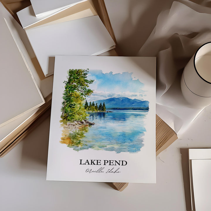 Lake Pend Oreille, United States – Watercolor Art Print