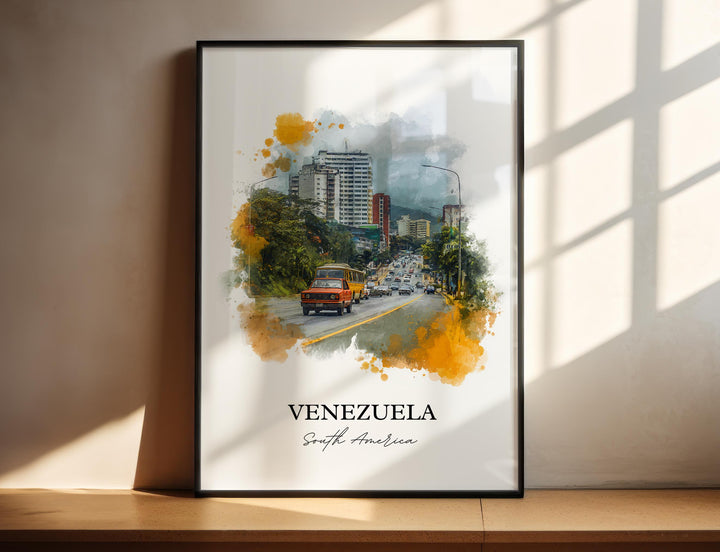 Venezuela Wall Art, Venezuela Print, Venezuela Watercolor Art, Venezuela Gift, Travel Print, Travel Poster, Housewarming Gift