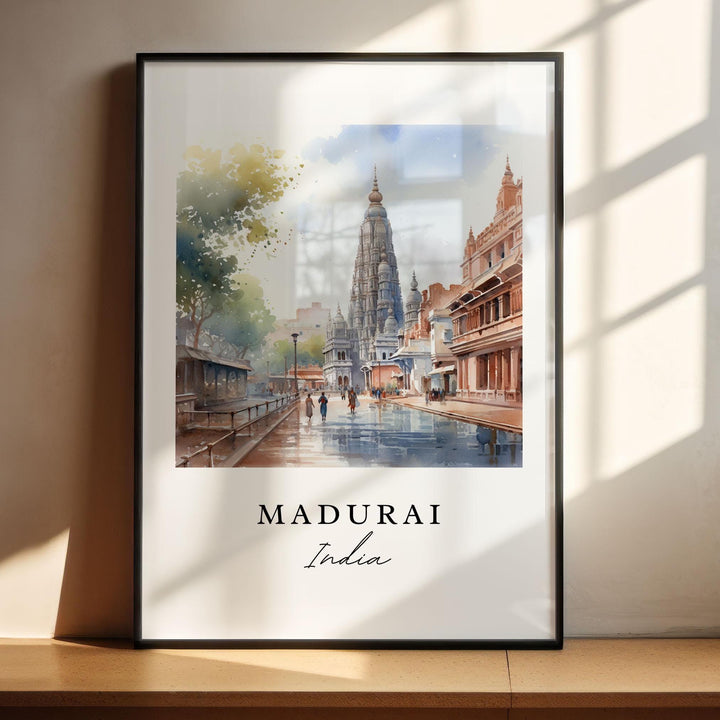 Madurai India wall art - India, Madurai poster, Madurai Wedding gift, Madurai India Birthday present, Custom Text, Personalised Gift