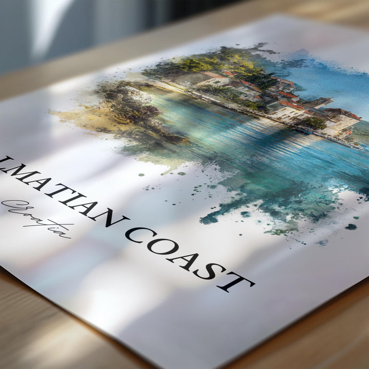 Dalmatian Coast Art, Dalmatian Coast Print, Croatia Watercolor, Dalmatian Coast Gift, Croatia Travel Print, Travel Poster, Housewarming Gift