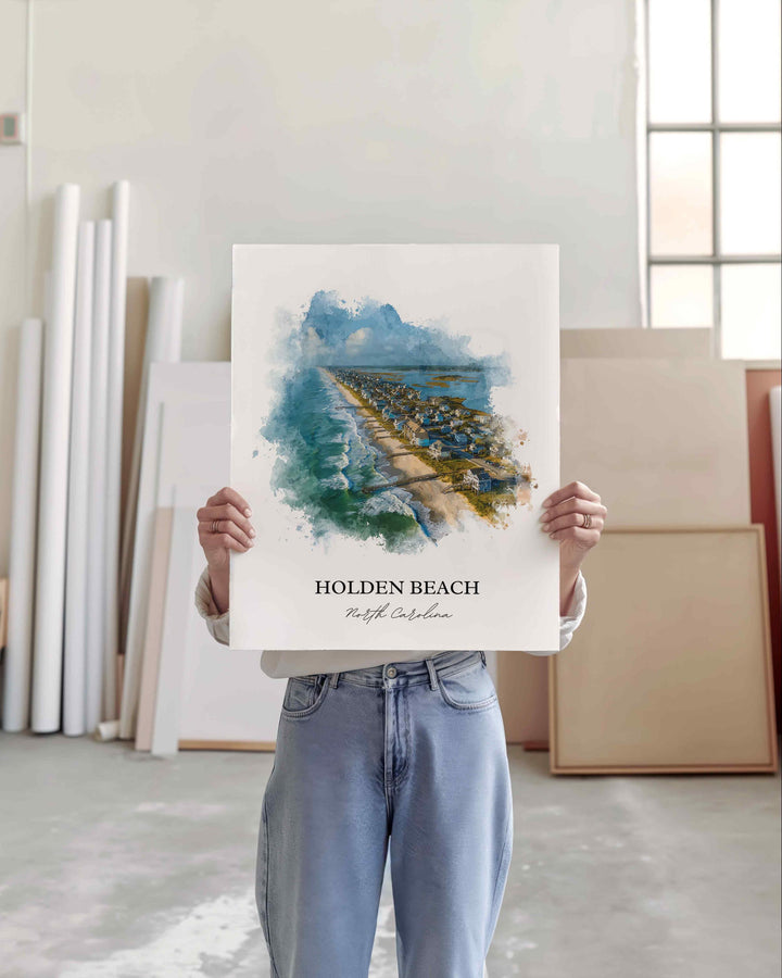 Holden Beach, North Carolina – Watercolor Art Print