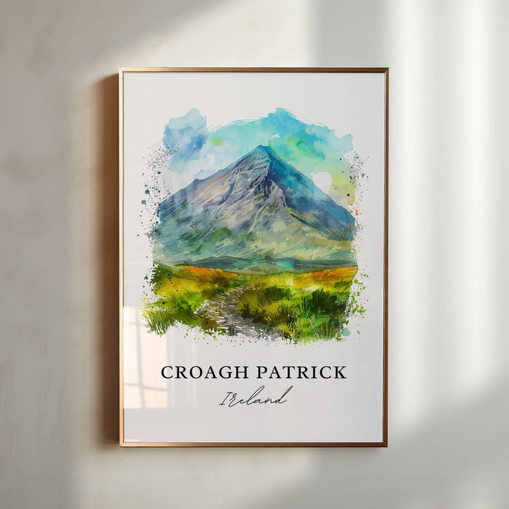Croagh Patrick Wall Art, Croagh Patrick Print, Ireland Watercolor, The Reek Ireland Gift, Travel Poster, Housewarming Gift