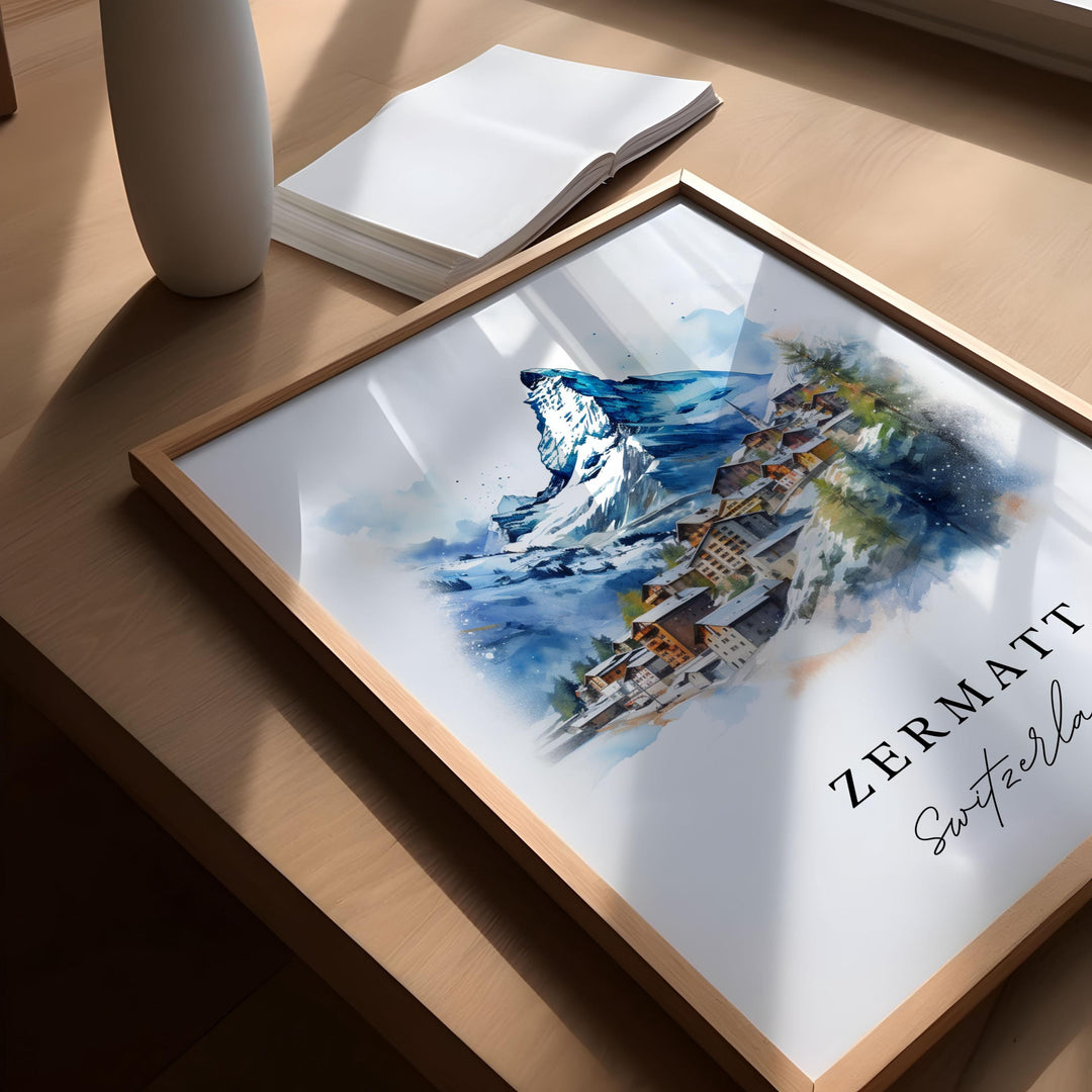 Zermatt Switzerland wall art - Switzerland, Zermatt poster, Zermatt Wedding gift, Birthday present, Custom Text, Personalised Gift