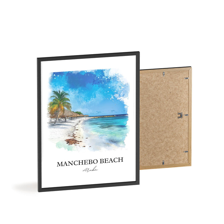 Manchebo Beach Wall Art, Eagle Beach Print, Aruba Watercolor Art, Manchebo Beach Gift, Travel Print, Travel Poster, Housewarming Gift