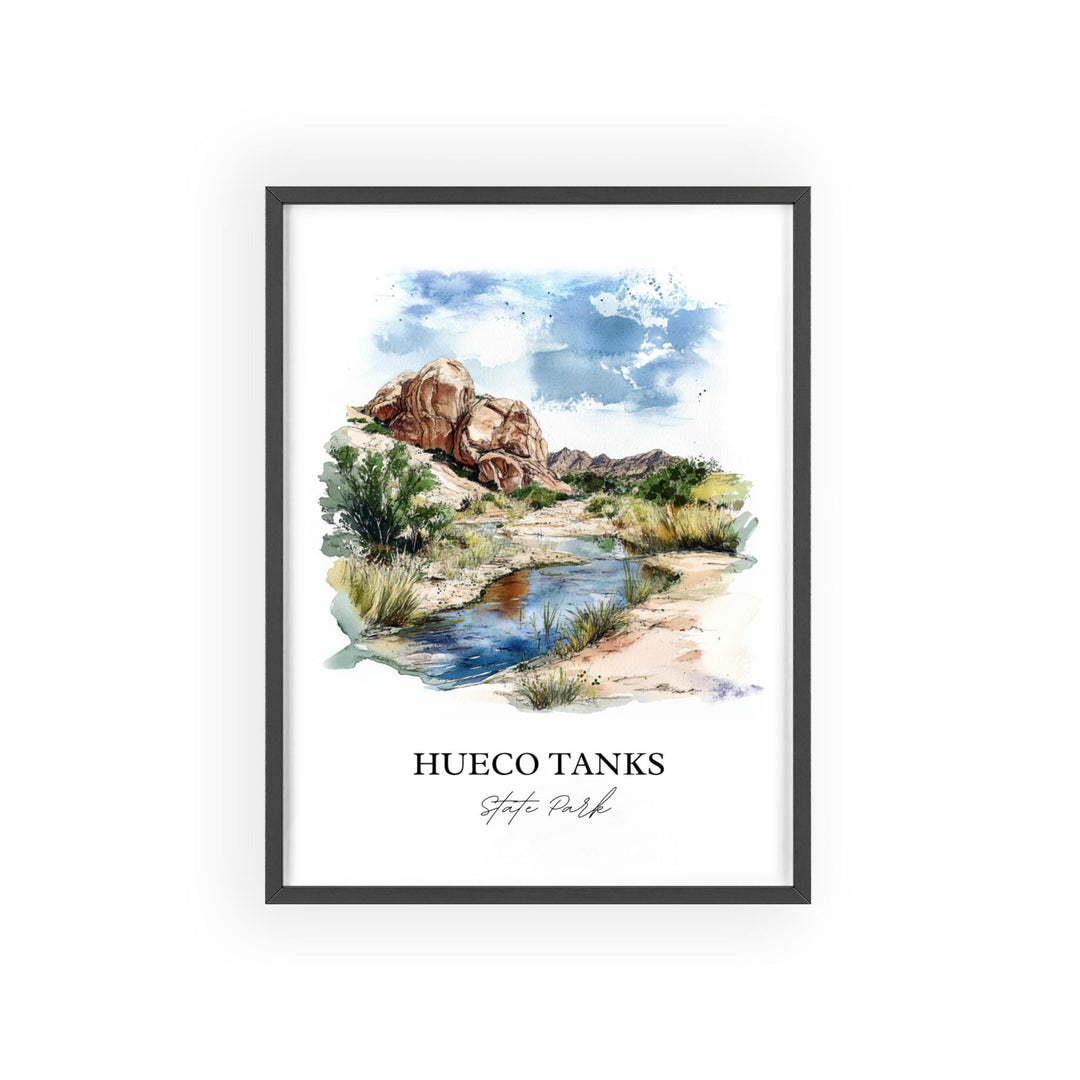 Huenco Tanks Wall Art, El Paso Print, Texas Watercolor Art, Huenco Tanks State Park Gift, Travel Print, Travel Poster, Housewarming Gift