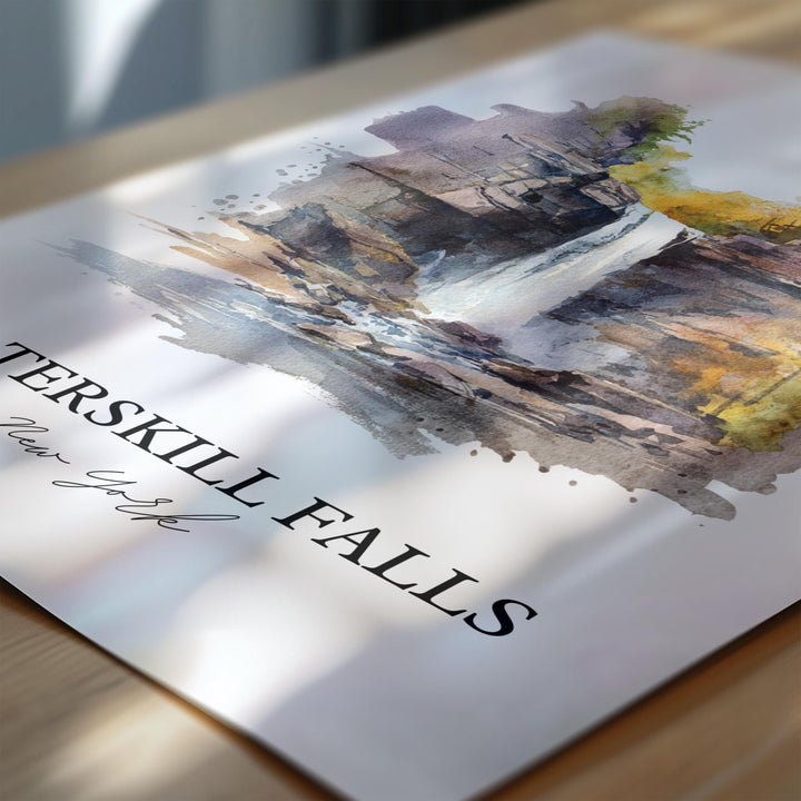 Kaaterskill Falls Wall Art, Catskills Print, New York Watercolor Art, Palenville NY Gift, Travel Print, Travel Poster, Housewarming Gift