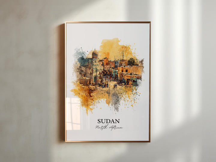 Sudan Wall Art, Sudan Print, Sudan Watercolor Art, Sudan Africa Gift, Travel Print, Travel Poster, Housewarming Gift
