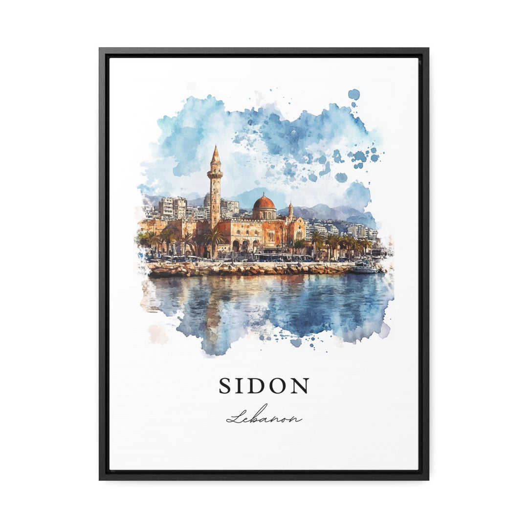 Sidon Wall Art, Sidon Print, Sidon Watercolor Art, Sidon Lebanon Gift, Travel Print, Saida Travel Poster, Housewarming Gift