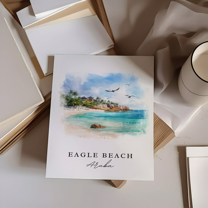 Eagle Beach Aruba wall art - Aruba, Eagle Beach poster, Eagle Beach Wedding gift, Birthday present, Custom Text, Personalised Gift