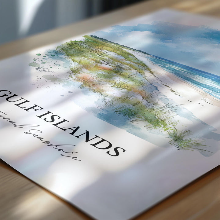Gulf Islands Seashore Art, Pensacola Print, Navarre Artwork, Gulf Islands Mississippi Gift, Travel Print, Travel Poster, Housewarming Gift