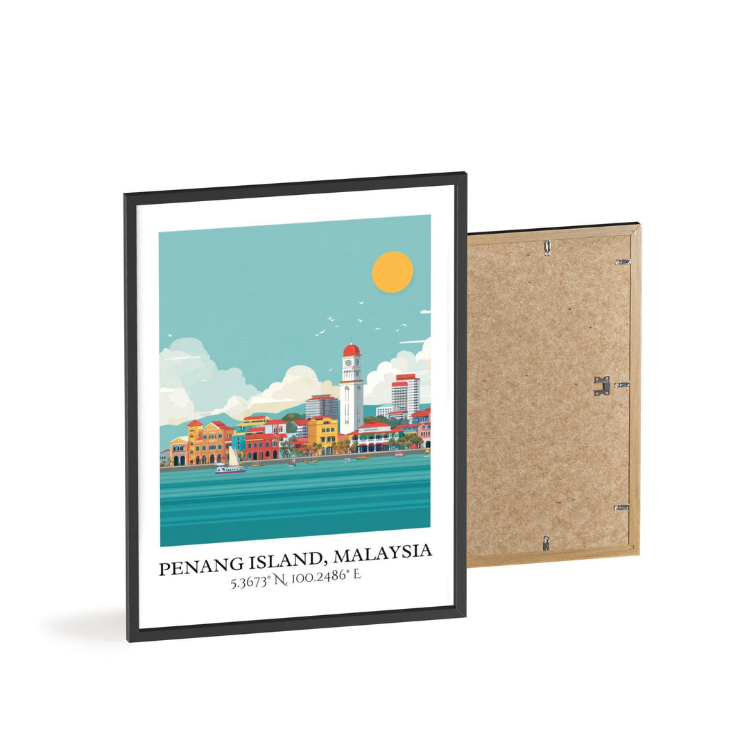 Penang Island Art, Penang Island Retro Travel Art, Penang Island Home Decor, Malaysia Gift, Malaysia Art, Travel Prints, Housewarming Gift