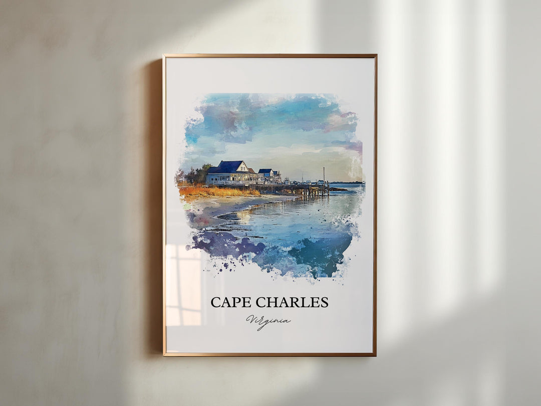 Cape Charles VA Wall Art, Northampton County Print, Virginia Watercolor, Cape Charles Gift, Travel Print, Travel Poster, Housewarming Gift