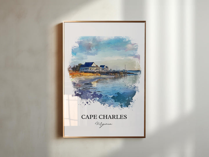 Cape Charles VA Wall Art, Northampton County Print, Virginia Watercolor, Cape Charles Gift, Travel Print, Travel Poster, Housewarming Gift