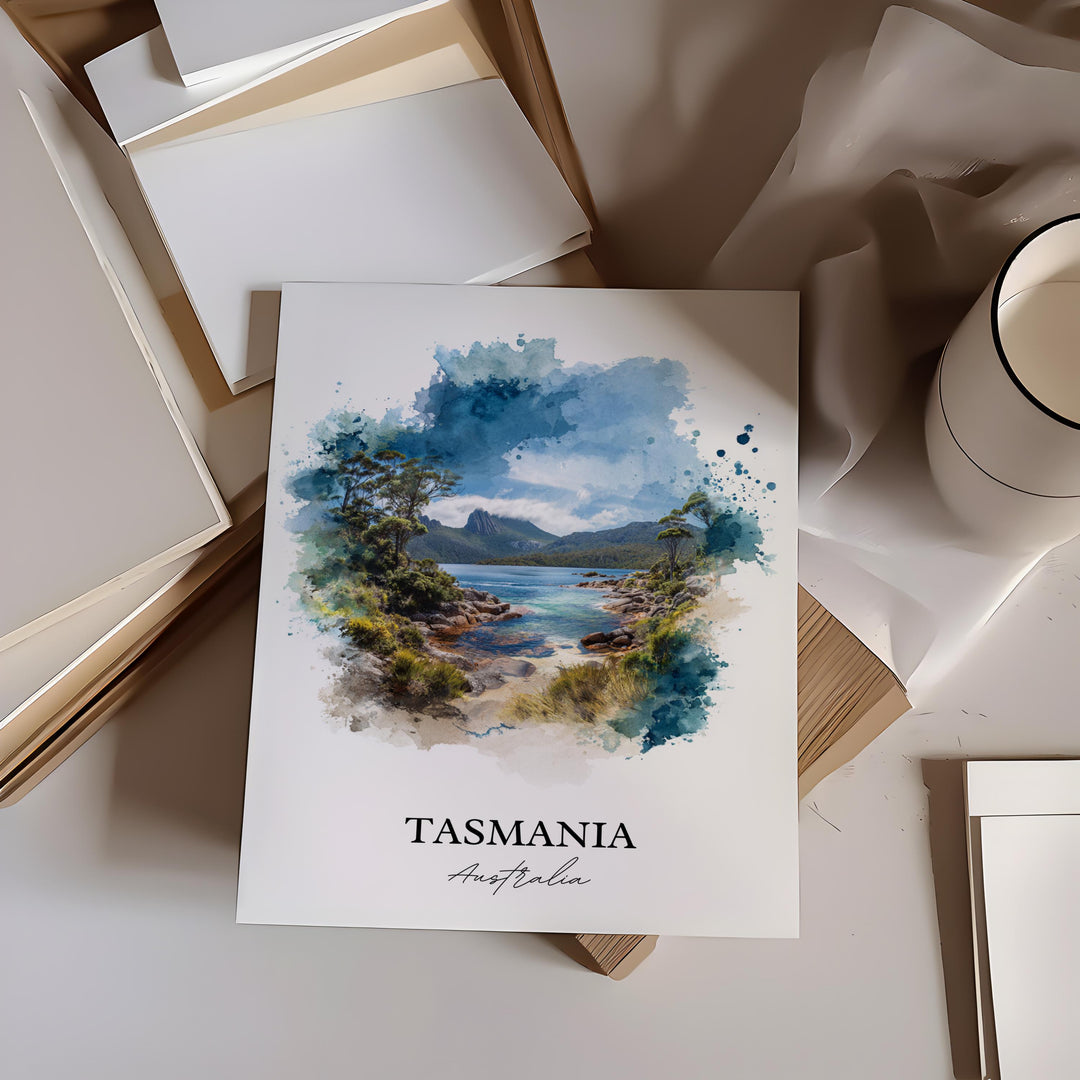 Tasmania Wall Art, Tasmania Print, Australia Watercolor Art, Tasmania Gift, Tasmania Travel Print, Travel Poster, Housewarming Gift