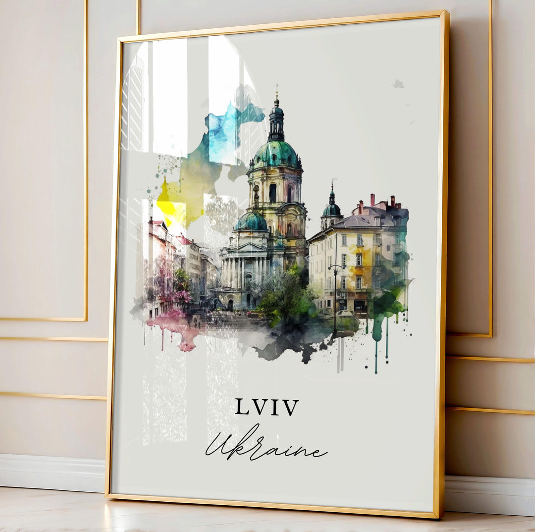 Lviv Ukraine wall art - Ukraine, Lviv poster, Lviv Wedding gift, Birthday present, Custom Text, Personalised Gift