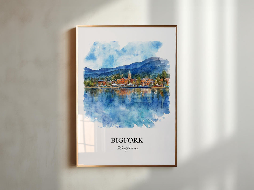 Bigfork, Montana, USA – Watercolor Art Print