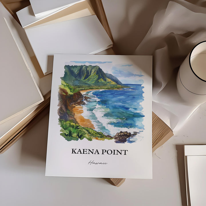 Kaena Point HI Wall Art, Oahu Print, Honolulu Watercolor Art, Kaena Point Gift, Travel Print, Travel Poster, Housewarming Gift