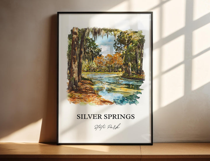 Silver Springs Park Wall Art, Florida Print, Silver Springs Watercolor, Marion County Gift, Travel Print, Travel Poster, Housewarming Gift