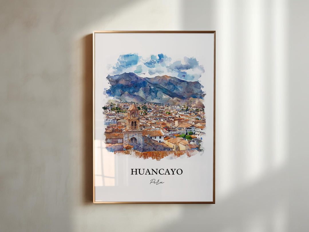 Huancayo Wall Art, Huancayo Peru Print, Peru Watercolor Art, Huancayo Gift, Travel Print, Travel Poster, Housewarming Gift