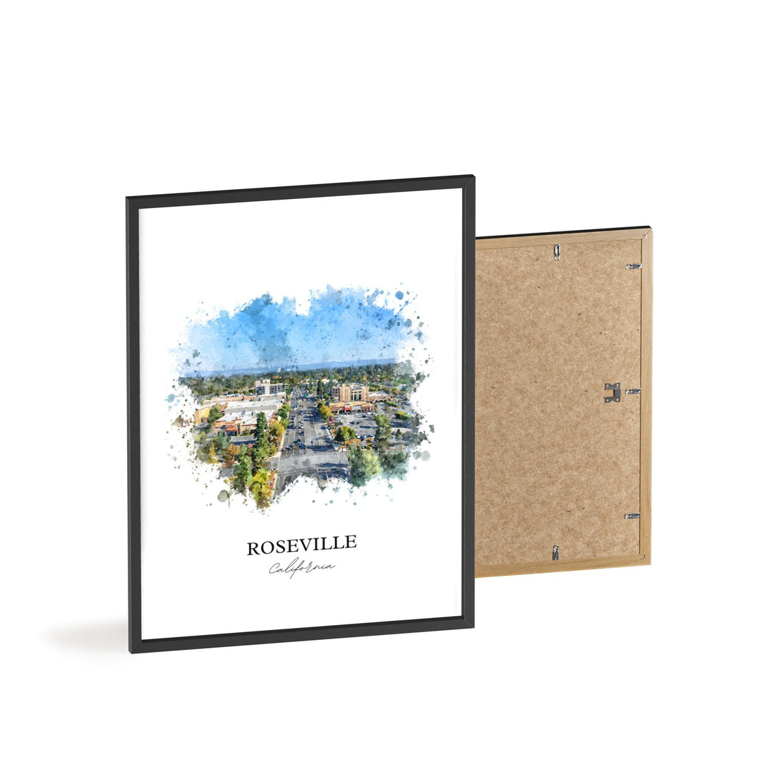 Roseville, California – Watercolor Art Print